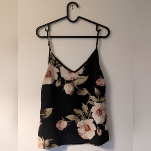 Le Chateau Black Floral V-Neck Spaghetti Strap Cami